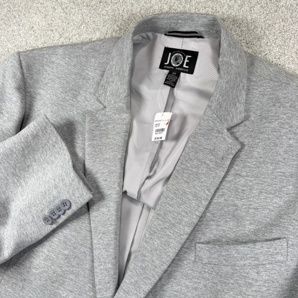 NEW Joseph Abboud JOE Sport Coat Men 3X Grey Knit 2-Button Blazer